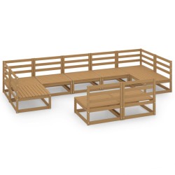 vidaXL Juego de muebles de jardín 9 piezas madera maciza de pino