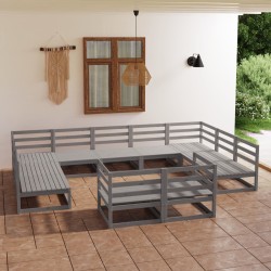 vidaXL Juego de muebles de jardín 11 piezas madera maciza de pino