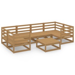 vidaXL Juego de muebles de jardín 7 piezas madera maciza de pino