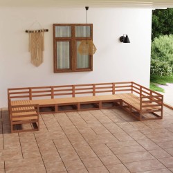 vidaXL Juego de muebles de jardín 10 piezas madera maciza de pino