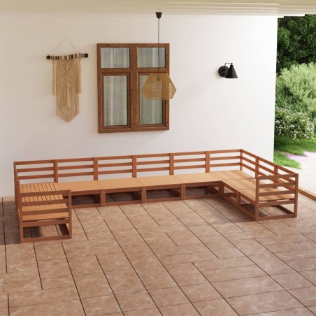 vidaXL Juego de muebles de jardín 10 piezas madera maciza de pino