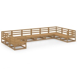 vidaXL Juego de muebles de jardín 10 piezas madera maciza de pino