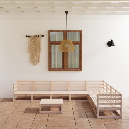 vidaXL Juego de muebles de jardín 9 piezas madera maciza de pino