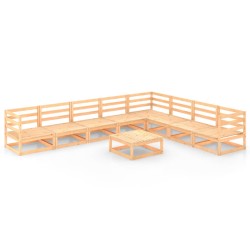 vidaXL Juego de muebles de jardín 9 piezas madera maciza de pino