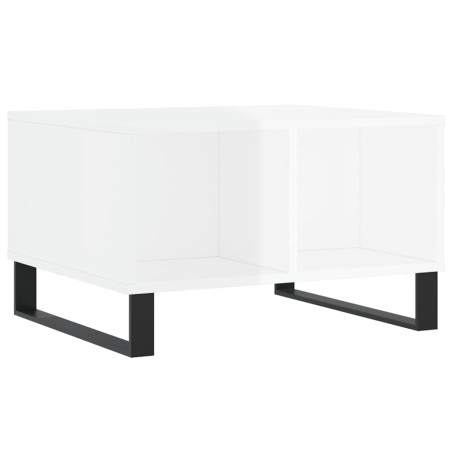 vidaXL Mesa de centro madera contrachapada blanco brillo 60x50x36,5 cm