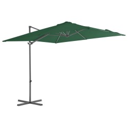 vidaXL Sombrilla voladiza con poste de acero verde 250x250 cm