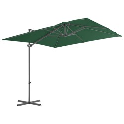 vidaXL Sombrilla voladiza con poste de acero verde 250x250 cm