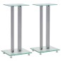 vidaXL Soportes altavoz vidrio templado diseño 2 pilares plata 2 uds vidaXL Soportes altavoz vidrio templado diseño 2 pilares plata 2 uds