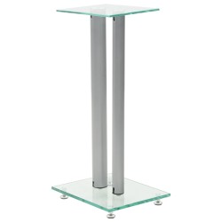 vidaXL Soportes altavoz vidrio templado diseño 2 pilares plata 2 uds