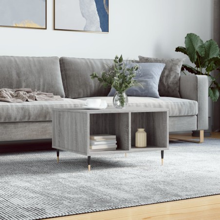 vidaXL Mesa de centro madera contrachapada gris Sonoma 60x50x36,5 cm