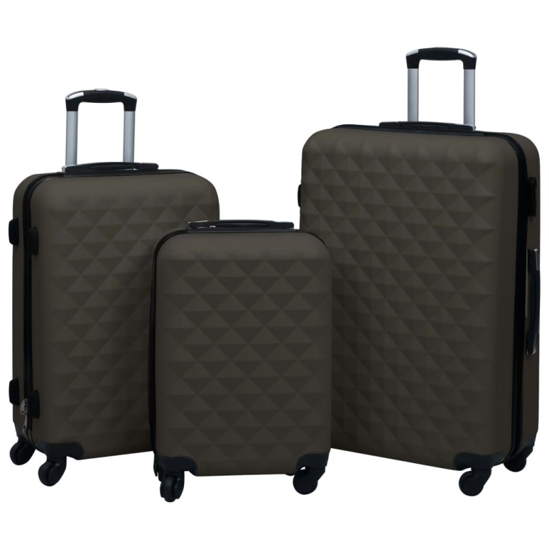 vidaXL Juego de maletas rígidas con ruedas 3 piezas ABS gris antracita vidaXL Juego de maletas rígidas con ruedas 3 piezas ABS gris antracita