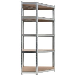 vidaXL Estantería esquina 5 niveles madera contrachapada y acero plata