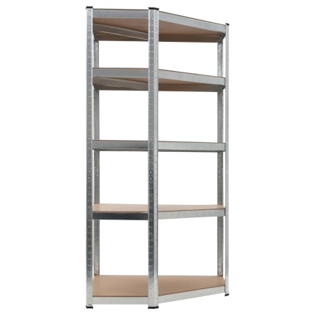 vidaXL Estantería esquina 5 niveles madera contrachapada y acero plata