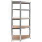 vidaXL Estantería esquina 5 niveles madera contrachapada y acero plata