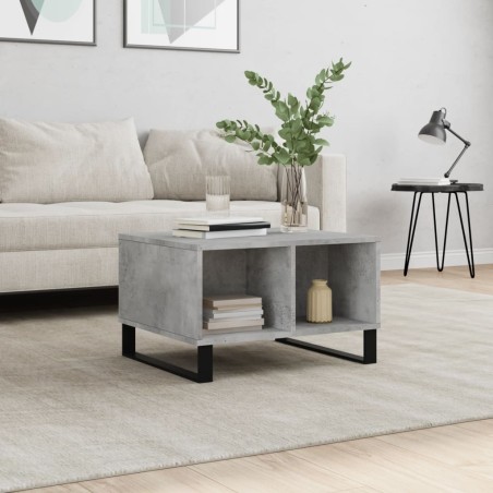 vidaXL Mesa de centro madera contrachapada gris hormigón 60x50x36,5 cm