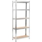 vidaXL Estantería 5 niveles 3 uds acero madera contrachapada plateado vidaXL Estantería 5 niveles 3 uds acero madera contrachapada plateado