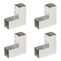 vidaXL Conectores de postes en L 4 uds metal galvanizado 71x71 mm