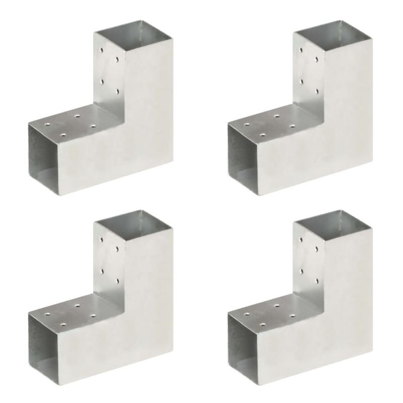 vidaXL Conectores de postes en L 4 uds metal galvanizado 71x71 mm vidaXL Conectores de postes en L 4 uds metal galvanizado 71x71 mm
