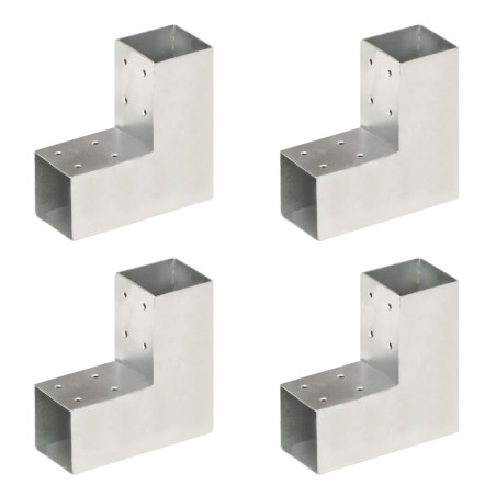 vidaXL Conectores de postes en L 4 uds metal galvanizado 71x71 mm