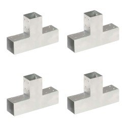 vidaXL Conectores de postes en T 4 uds metal galvanizado 71x71 mm