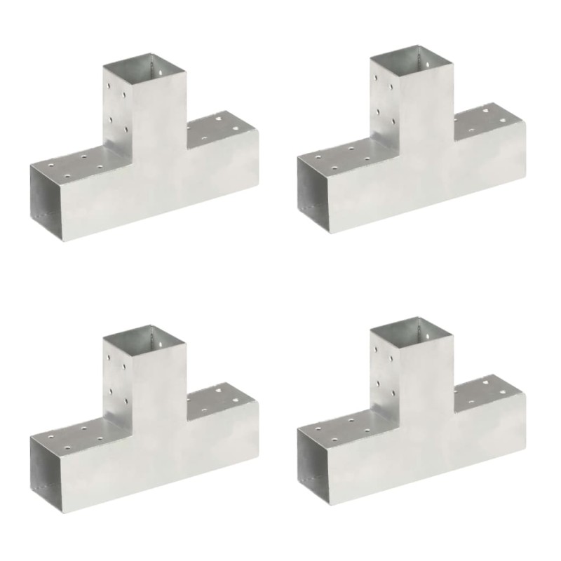 vidaXL Conectores de postes en T 4 uds metal galvanizado 71x71 mm