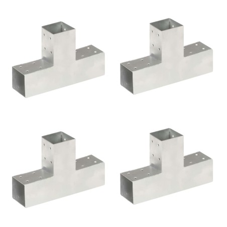 vidaXL Conectores de postes en T 4 uds metal galvanizado 71x71 mm
