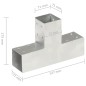 vidaXL Conectores de postes en T 4 uds metal galvanizado 71x71 mm