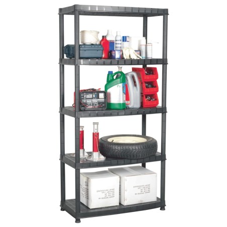 vidaXL Estante de almacenaje 5 niveles negro plástico 91,5x45,7x185 cm