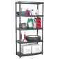 vidaXL Estante de almacenaje 5 niveles negro plástico 91,5x45,7x185 cm vidaXL Estante de almacenaje 5 niveles negro plástico 91,5x45,7x185 cm