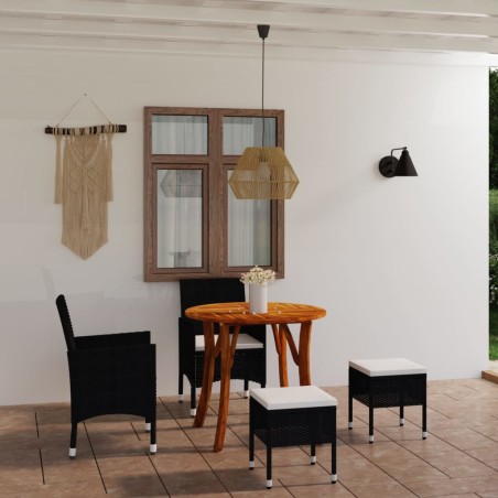 vidaXL Juego de comedor de jardín de 5 piezas negro