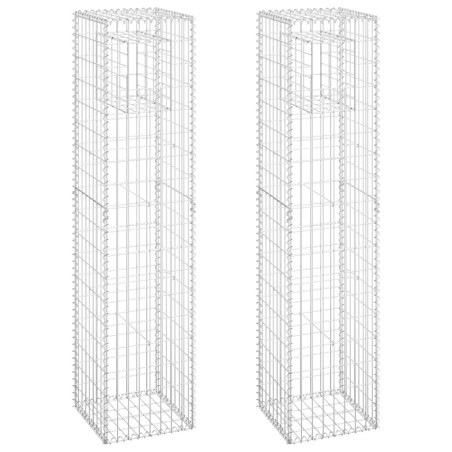 vidaXL Cestas postes de gaviones 2 unidades hierro 40x40x180 cm