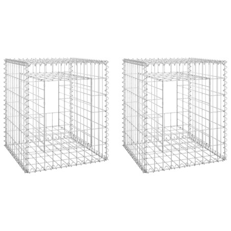 vidaXL Cestas postes de gaviones 2 unidades hierro 50x50x60 cm