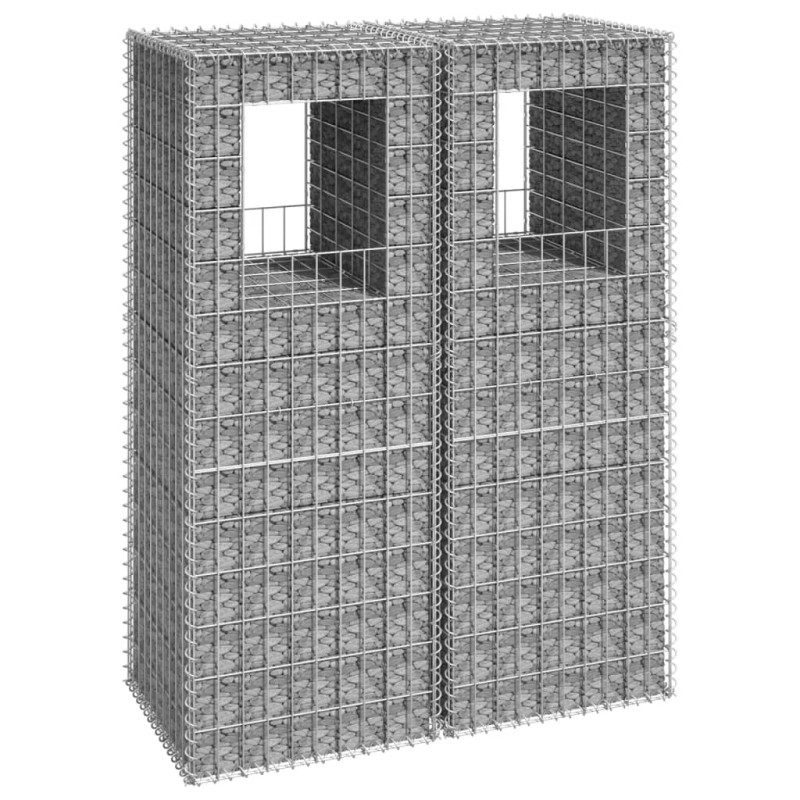 vidaXL Cestas postes de gaviones 2 unidades hierro 50x50x140 cm