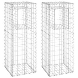 vidaXL Cestas postes de gaviones 2 unidades hierro 50x50x140 cm
