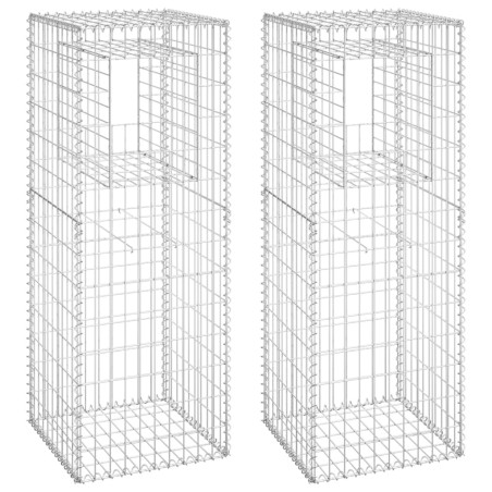 vidaXL Cestas postes de gaviones 2 unidades hierro 50x50x140 cm