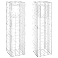 vidaXL Cestas postes de gaviones 2 unidades hierro 50x50x180 cm