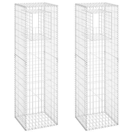 vidaXL Cestas postes de gaviones 2 unidades hierro 50x50x180 cm