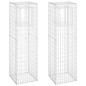 vidaXL Cestas postes de gaviones 2 unidades hierro 50x50x180 cm