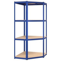vidaXL Estantería esquina 4 niveles madera contrachapada y acero azul