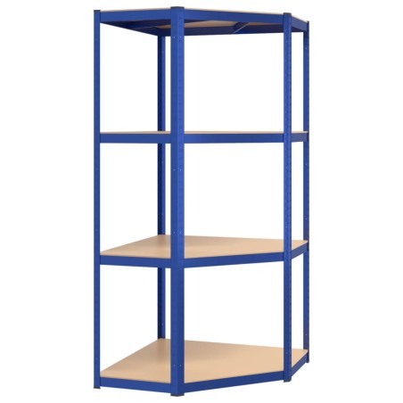 vidaXL Estantería esquina 4 niveles madera contrachapada y acero azul
