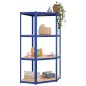 vidaXL Estantería esquina 4 niveles madera contrachapada y acero azul vidaXL Estantería esquina 4 niveles madera contrachapada y acero azul