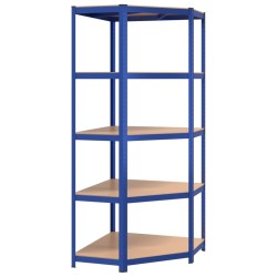 vidaXL Estantería esquina 5 niveles madera contrachapada y acero azul