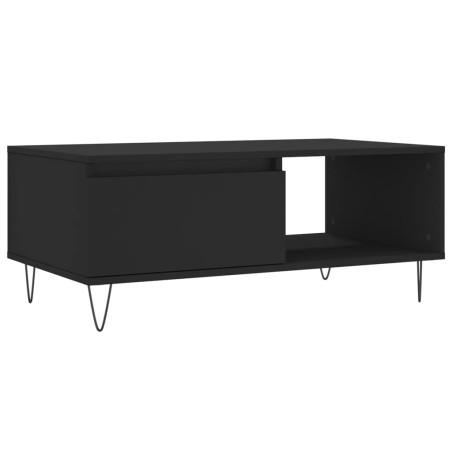 vidaXL Mesa de centro madera contrachapada negro 90x50x36,5 cm