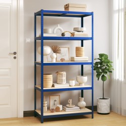 vidaXL Estantería almacenaje 5 niveles azul madera contrachapada acero