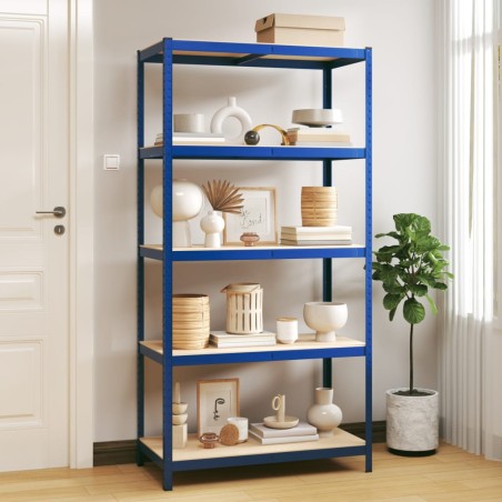 vidaXL Estantería almacenaje 5 niveles azul madera contrachapada acero