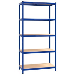 vidaXL Estantería almacenaje 5 niveles azul madera contrachapada acero