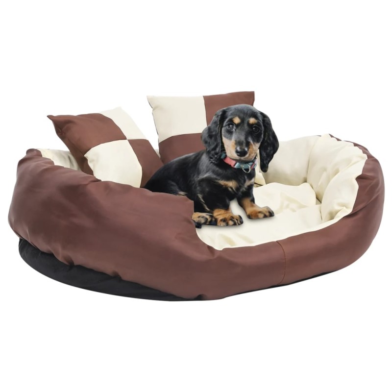 vidaXL Cojín para perro reversible y lavable marrón y crema 85x70x20cm vidaXL Cojín para perro reversible y lavable marrón y crema 85x70x20cm