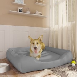 vidaXL Cama para perros de cuero sintético gris claro 80x68x23 cm