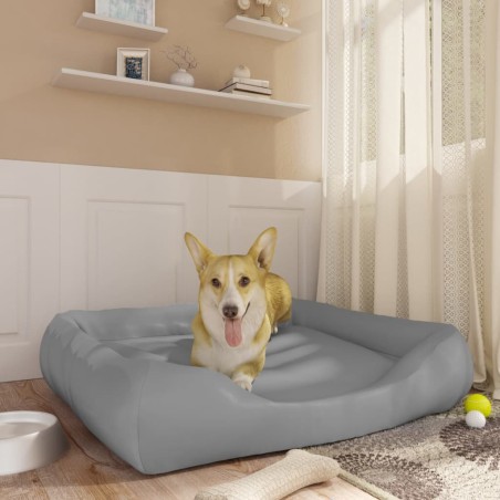 vidaXL Cama para perros de cuero sintético gris claro 80x68x23 cm
