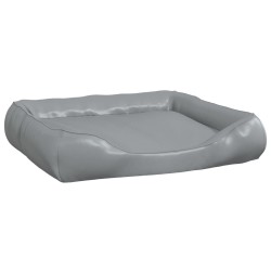 vidaXL Cama para perros de cuero sintético gris claro 80x68x23 cm